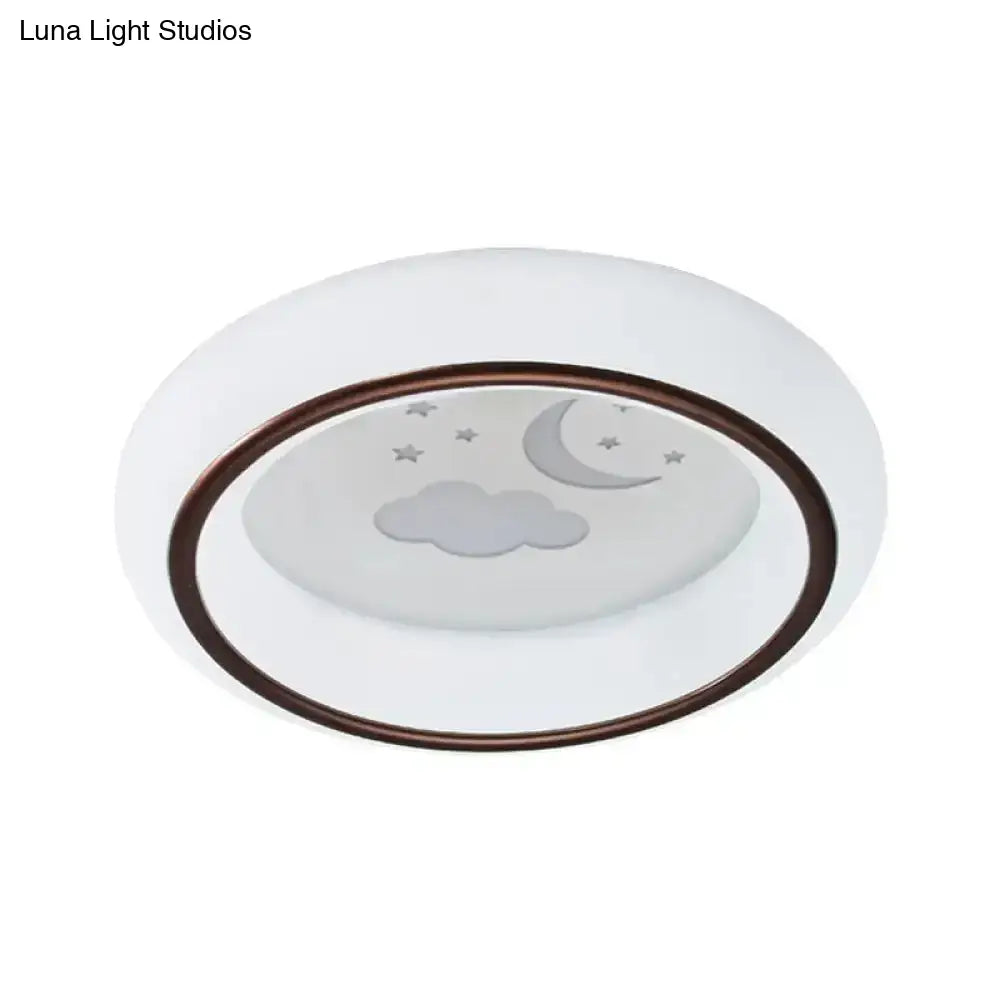 DecorBites™ Contemporary LED Ceiling Lamp in White with Moon, Deer, and Hot Air Balloon Flush Light