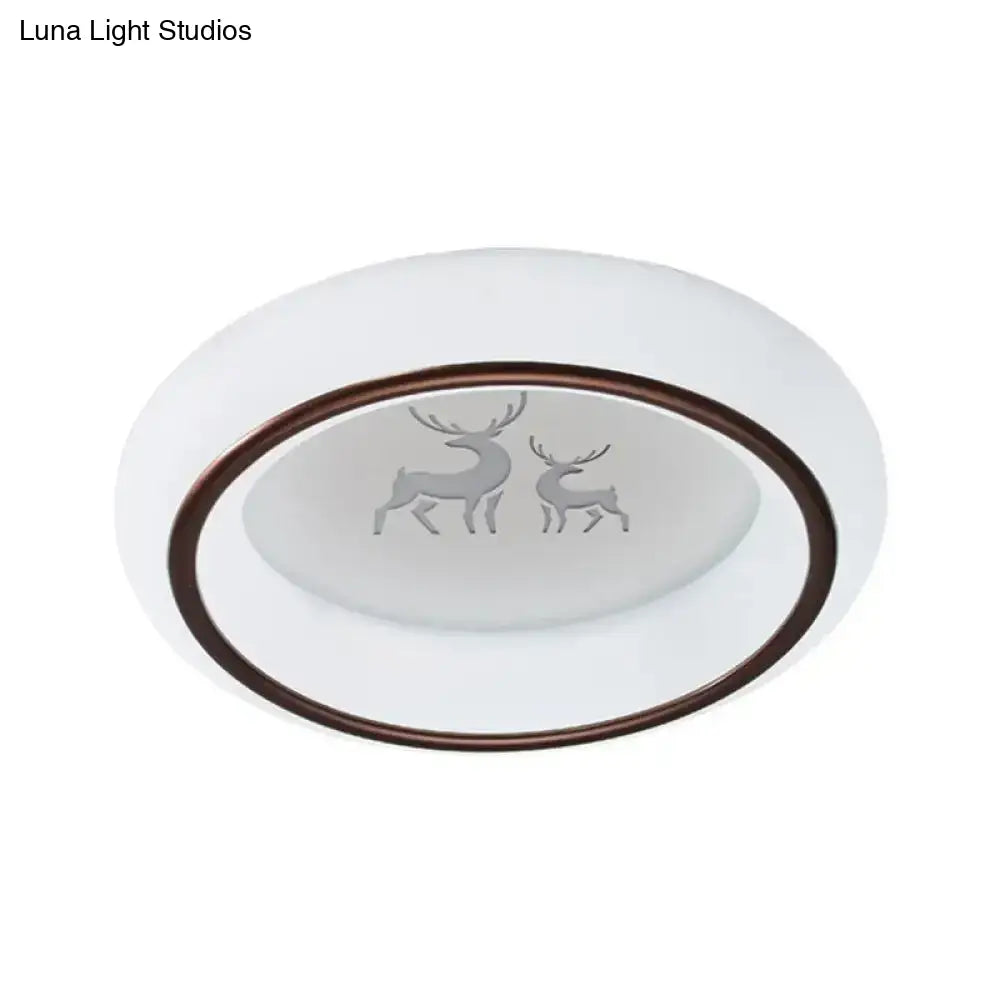 DecorBites™ Contemporary LED Ceiling Lamp in White with Moon, Deer, and Hot Air Balloon Flush Light