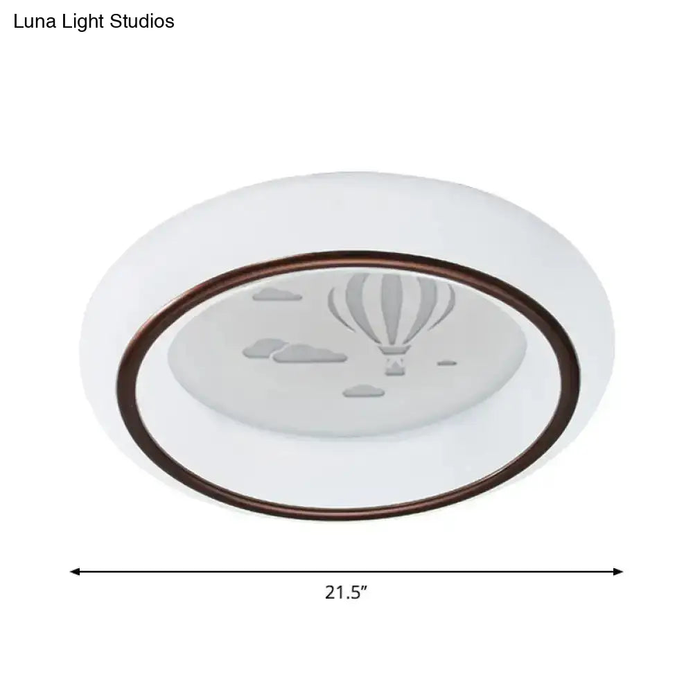 DecorBites™ Contemporary LED Ceiling Lamp in White with Moon, Deer, and Hot Air Balloon Flush Light