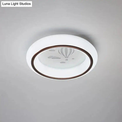 DecorBites™ Contemporary LED Ceiling Lamp in White with Moon, Deer, and Hot Air Balloon Flush Light