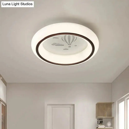 DecorBites™ Contemporary LED Ceiling Lamp in White with Moon, Deer, and Hot Air Balloon Flush Light