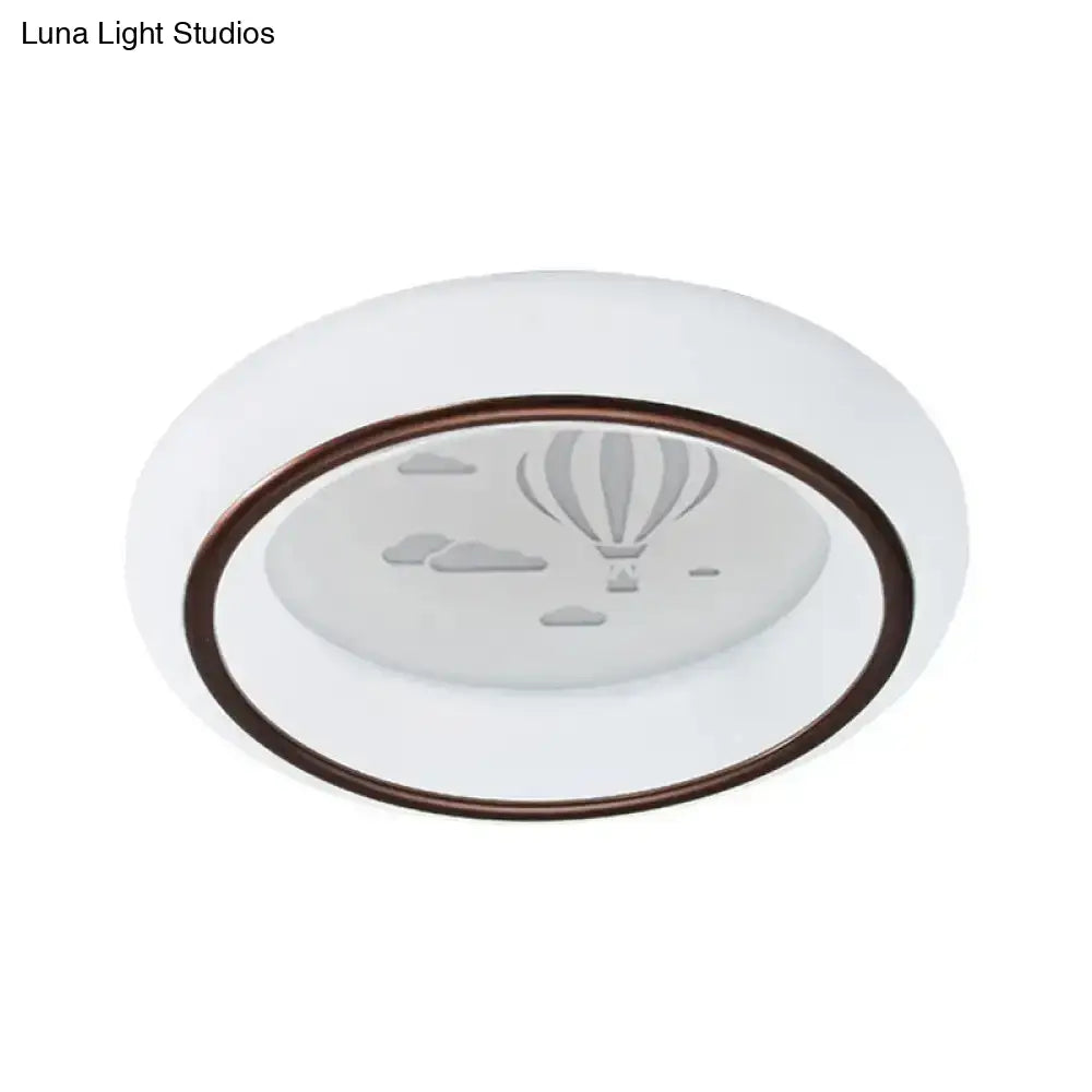 DecorBites™ Contemporary LED Ceiling Lamp in White with Moon, Deer, and Hot Air Balloon Flush Light