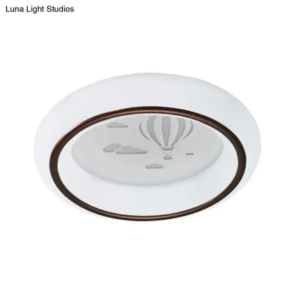 DecorBites™ Contemporary LED Ceiling Lamp in White with Moon, Deer, and Hot Air Balloon Flush Light