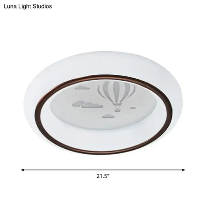 DecorBites™ Contemporary LED Ceiling Lamp in White with Moon, Deer, and Hot Air Balloon Flush Light