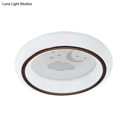 DecorBites™ Contemporary LED Ceiling Lamp in White with Moon, Deer, and Hot Air Balloon Flush Light