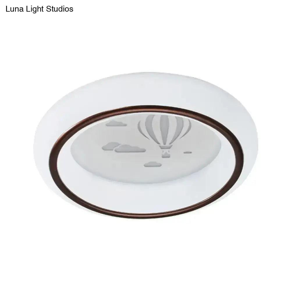 DecorBites™ Contemporary LED Ceiling Lamp in White with Moon, Deer, and Hot Air Balloon Flush Light