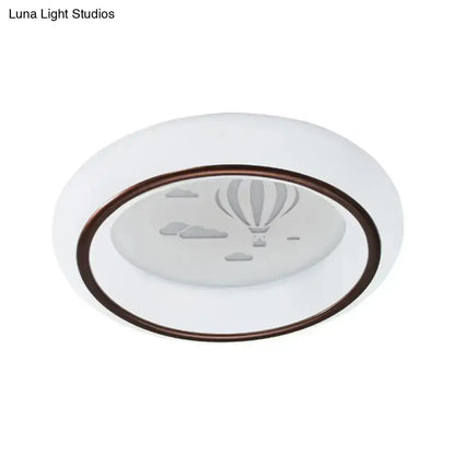 DecorBites™ Contemporary LED Ceiling Lamp in White with Moon, Deer, and Hot Air Balloon Flush Light
