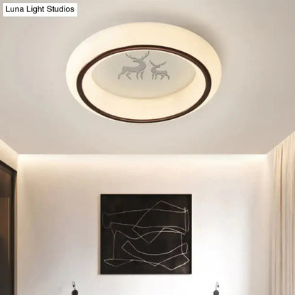 DecorBites™ Contemporary LED Ceiling Lamp in White with Moon, Deer, and Hot Air Balloon Flush Light