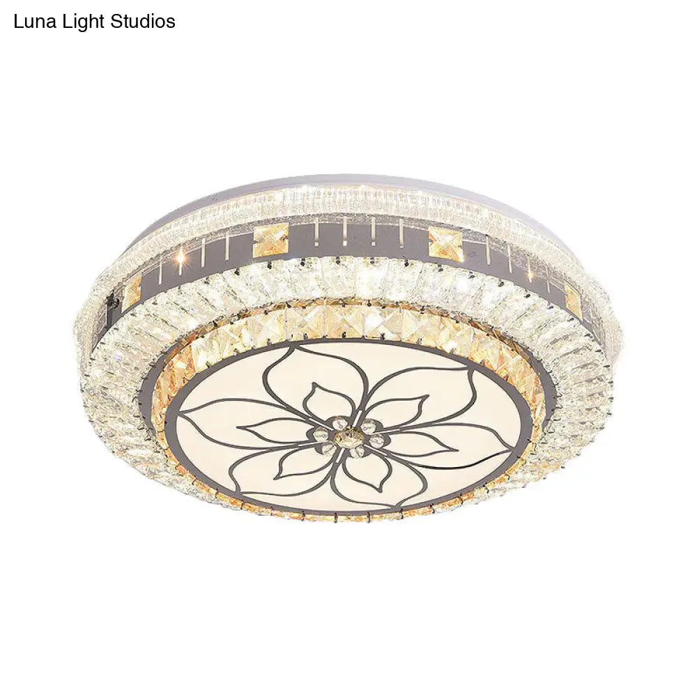 DecorBites™ DecorBites™ Contemporary LED Ceiling Lamp with Clear Crystal Blocks and Flower Pattern Design