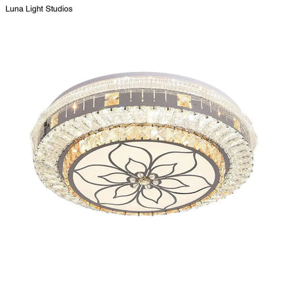 DecorBites™ DecorBites™ Contemporary LED Ceiling Lamp with Clear Crystal Blocks and Flower Pattern Design