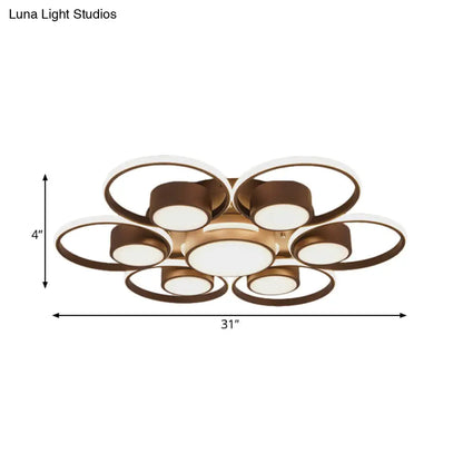 Lámpara de techo LED contemporánea DecorBites™ con pantalla acrílica. Disponible en luz cálida/blanca. Luminaria de montaje empotrado de 2/4/6 luces en diseño redondo marrón.