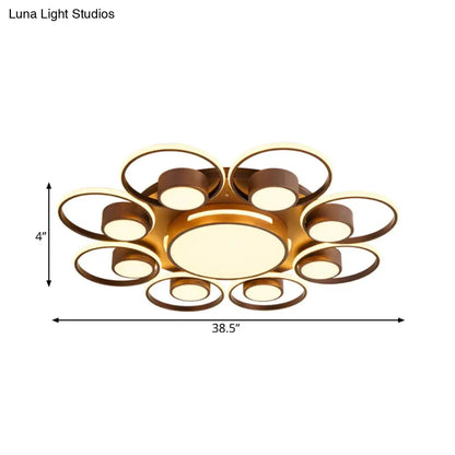 Lámpara de techo LED contemporánea DecorBites™ con pantalla acrílica. Disponible en luz cálida/blanca. Luminaria de montaje empotrado de 2/4/6 luces en diseño redondo marrón.