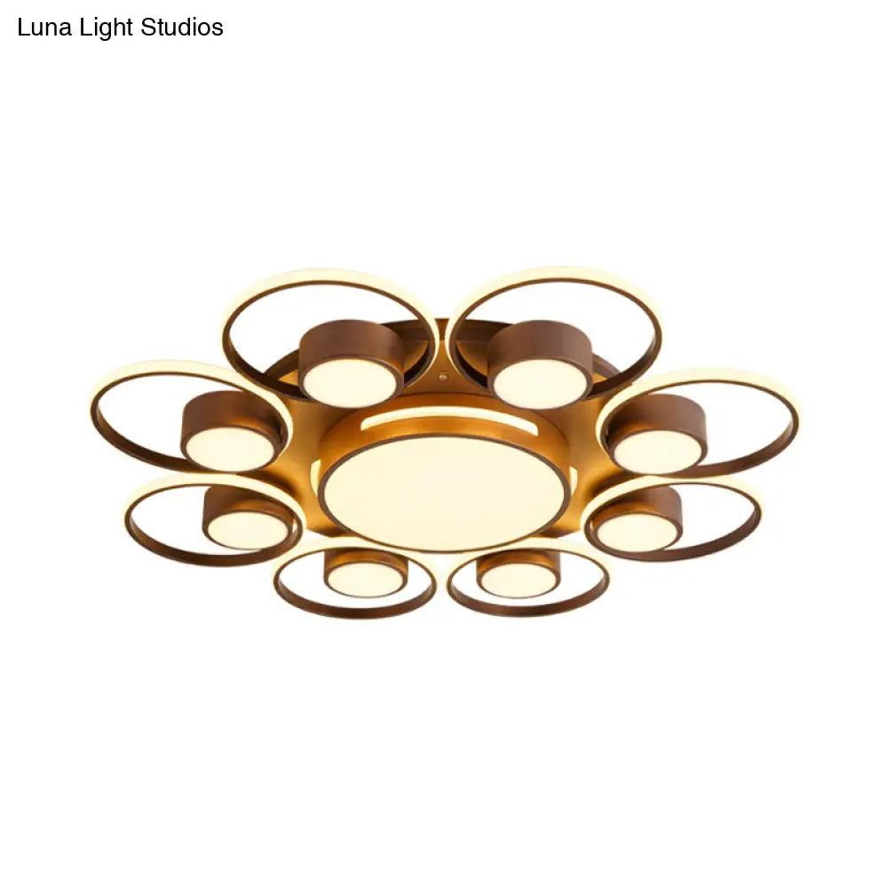 Lámpara de techo LED contemporánea DecorBites™ con pantalla acrílica. Disponible en luz cálida/blanca. Luminaria de montaje empotrado de 2/4/6 luces en diseño redondo marrón.