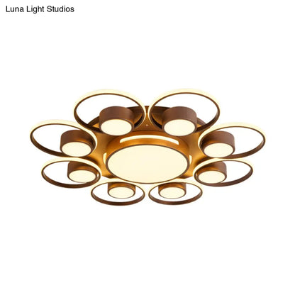 Lámpara de techo LED contemporánea DecorBites™ con pantalla acrílica. Disponible en luz cálida/blanca. Luminaria de montaje empotrado de 2/4/6 luces en diseño redondo marrón.