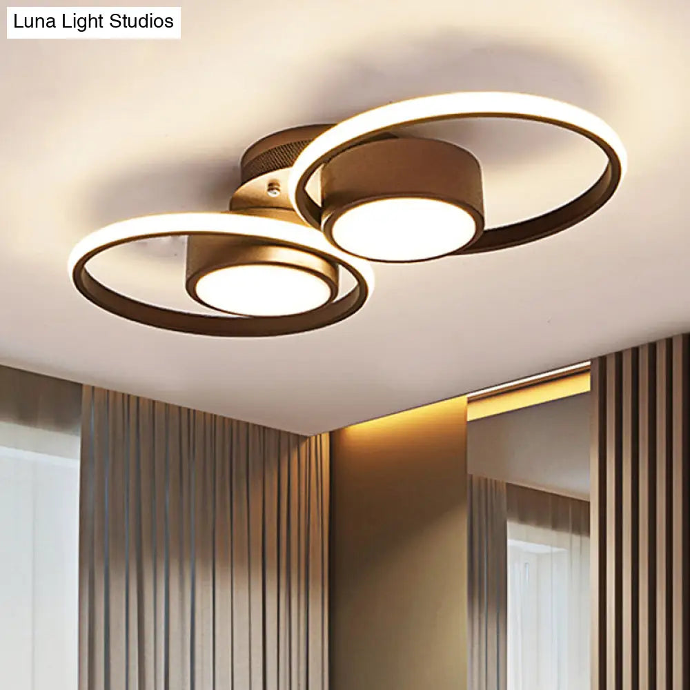 Lámpara de techo LED contemporánea DecorBites™ con pantalla acrílica. Disponible en luz cálida/blanca. Luminaria de montaje empotrado de 2/4/6 luces en diseño redondo marrón.