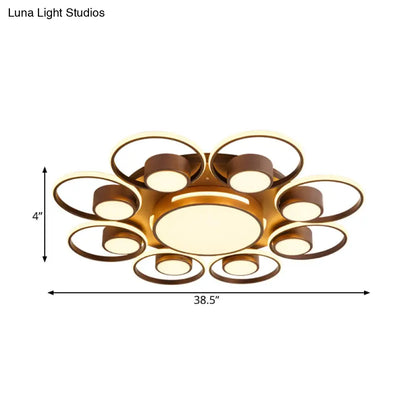 Lámpara de techo LED contemporánea DecorBites™ con pantalla acrílica. Disponible en luz cálida/blanca. Luminaria de montaje empotrado de 2/4/6 luces en diseño redondo marrón.