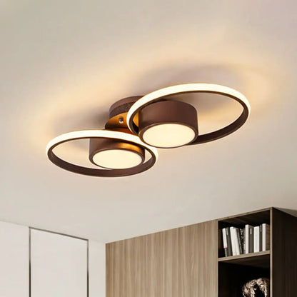 Lámpara de techo LED contemporánea DecorBites™ con pantalla acrílica. Disponible en luz cálida/blanca. Luminaria de montaje empotrado de 2/4/6 luces en diseño redondo marrón.