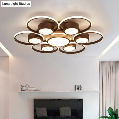 Lámpara de techo LED contemporánea DecorBites™ con pantalla acrílica. Disponible en luz cálida/blanca. Luminaria de montaje empotrado de 2/4/6 luces en diseño redondo marrón.