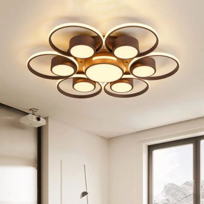 Lámpara de techo LED contemporánea DecorBites™ con pantalla acrílica. Disponible en luz cálida/blanca. Luminaria de montaje empotrado de 2/4/6 luces en diseño redondo marrón.