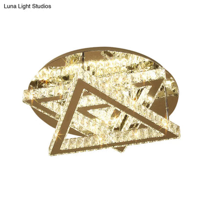 DecorBites™ DecorBites™ Contemporary LED Ceiling Mount Double Triangle Crystals Semi Flush in Stainless-Steel