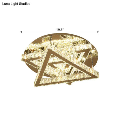 DecorBites™ DecorBites™ Contemporary LED Ceiling Mount Double Triangle Crystals Semi Flush in Stainless-Steel