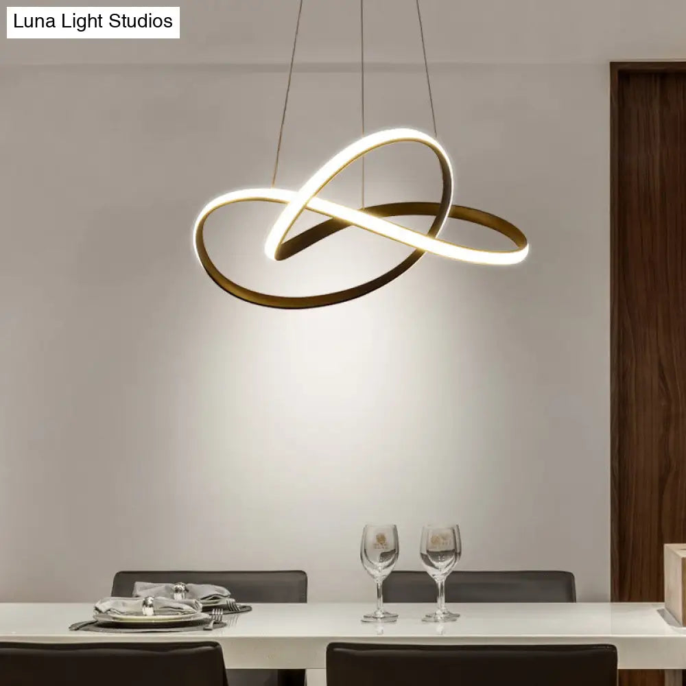 DecorBites™ Contemporary LED Chandelier Black/White Ceiling Lamp with Metallic Shade in Warm/White Light