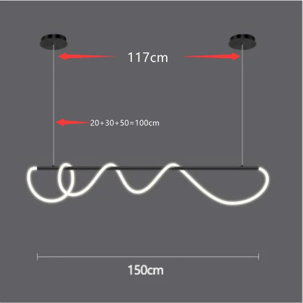 Contemporary LED Chandelier for Dining Room Lighting - Remote dimming / black 150 cm / CHINA