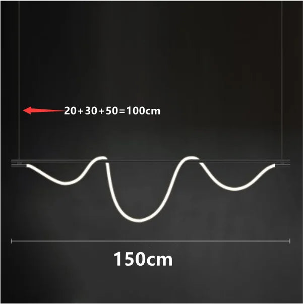 Contemporary LED Chandelier for Dining Room Lighting - Remote dimming / black 150 cm A / CHINA