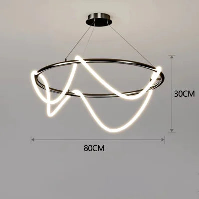 Contemporary LED Chandelier for Dining Room Lighting - Remote dimming / black round 80 cm / CHINA