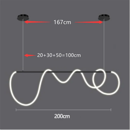 Contemporary LED Chandelier for Dining Room Lighting - Remote dimming / black 200cm / CHINA