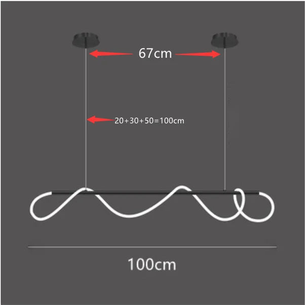 Contemporary LED Chandelier for Dining Room Lighting - Warm White 3000K / black 100 cm / CHINA