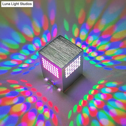 DecorBites™ DecorBites™ Contemporary LED Circle Cutouts Corridor Wall Light in Silver with Blue/Red/Purple Lights