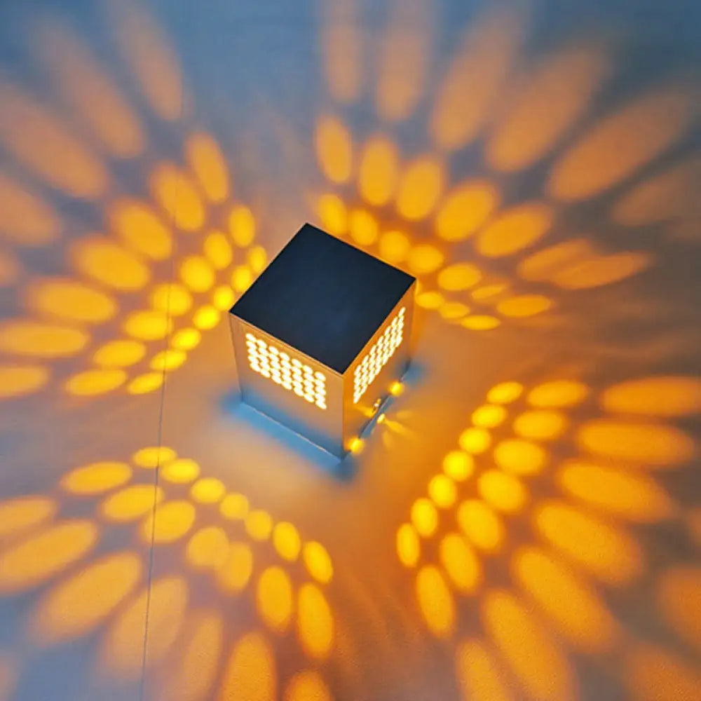 DecorBites™ DecorBites™ Contemporary LED Circle Cutouts Corridor Wall Light in Silver with Blue/Red/Purple Lights