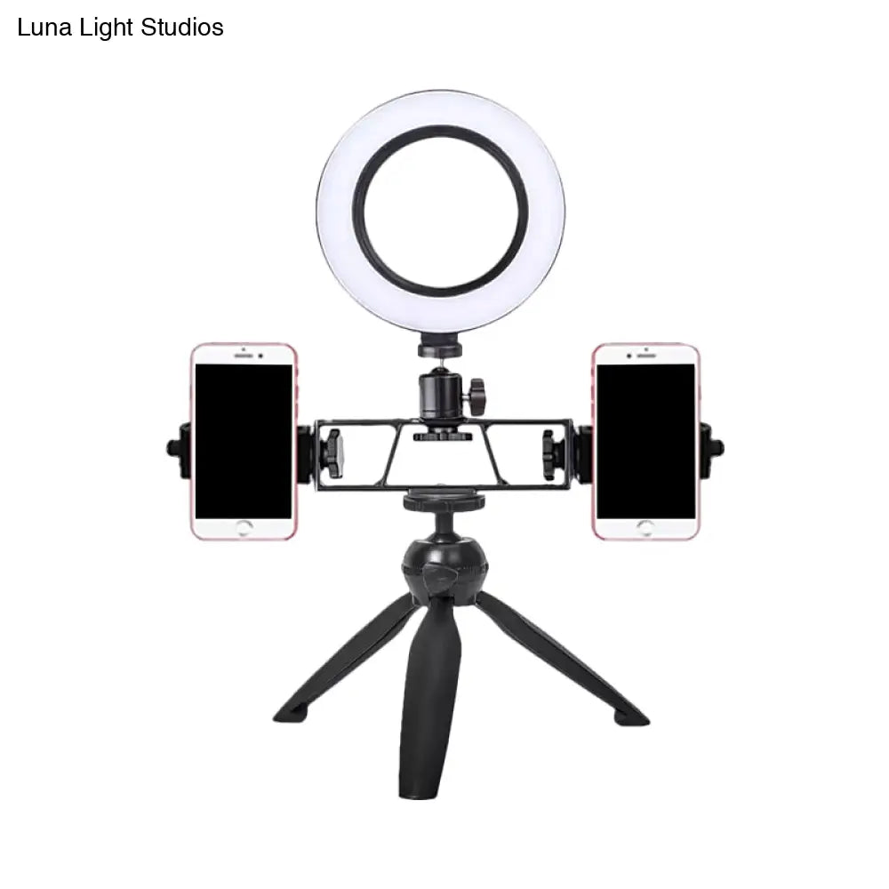 Lámpara de tocador circular LED contemporánea DecorBites™ - Diseño de trípode de hierro negro