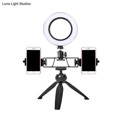 Lámpara de tocador circular LED contemporánea DecorBites™ - Diseño de trípode de hierro negro