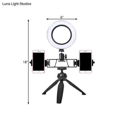 Lámpara de tocador circular LED contemporánea DecorBites™ - Diseño de trípode de hierro negro