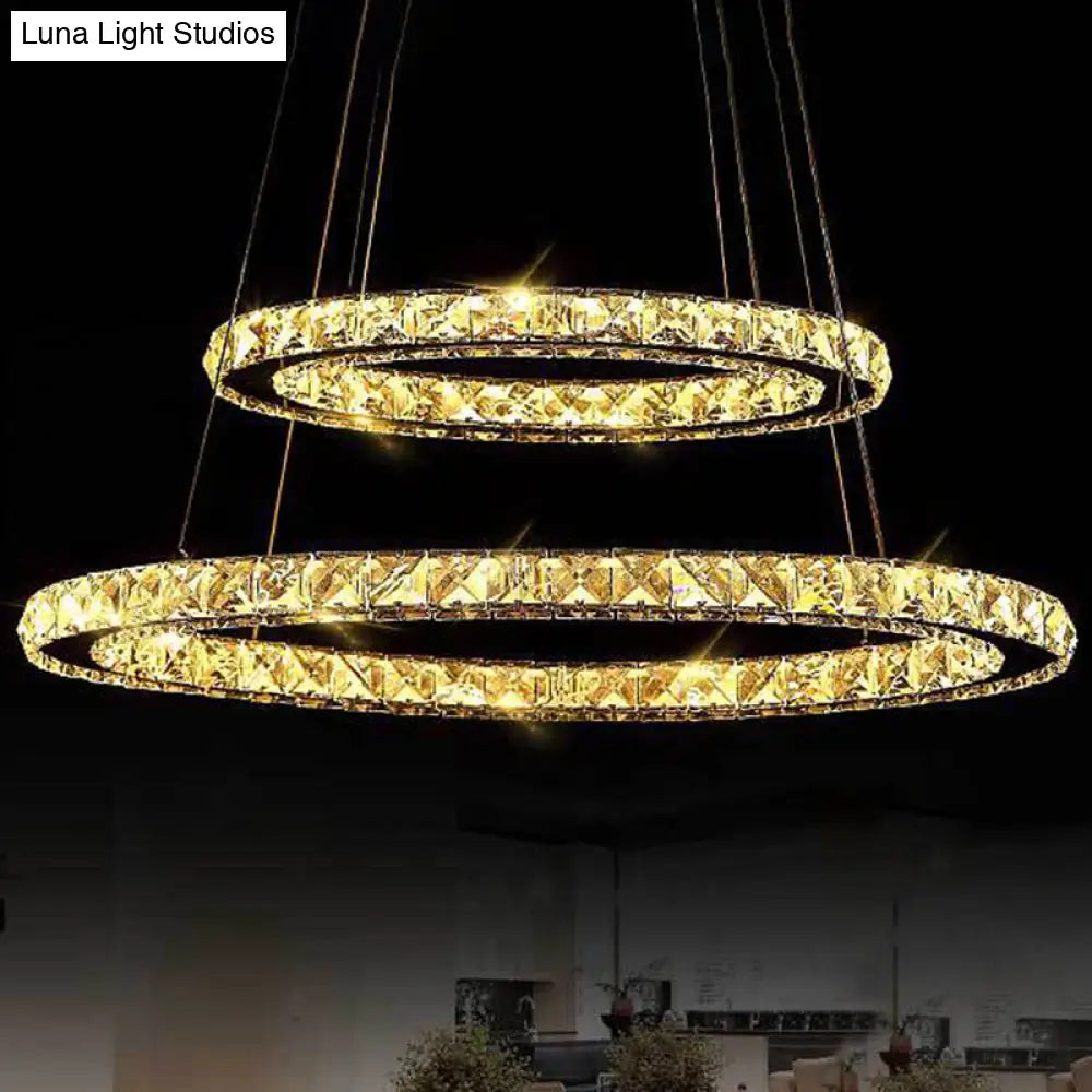 Contemporary LED Crystal Block Chandelier Pendant Light for Bedroom