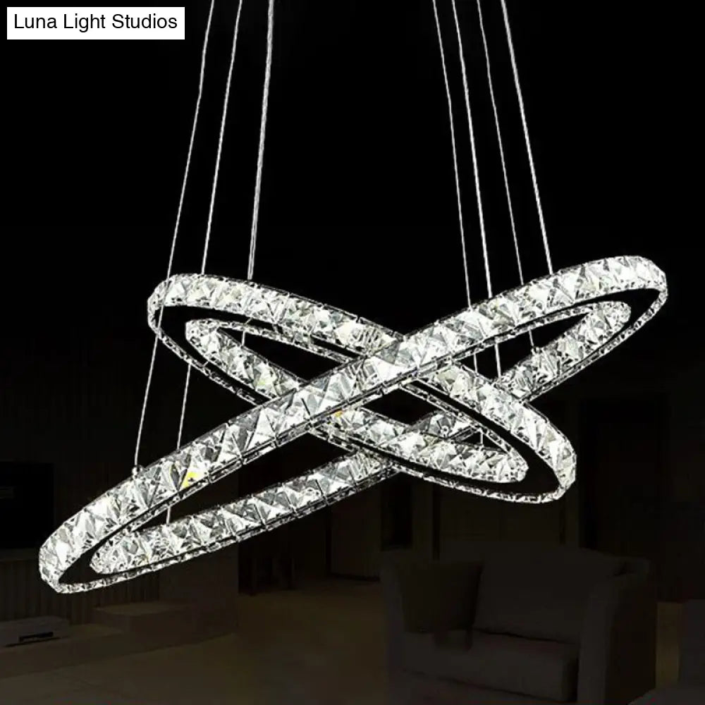 Contemporary LED Crystal Block Chandelier Pendant Light for Bedroom