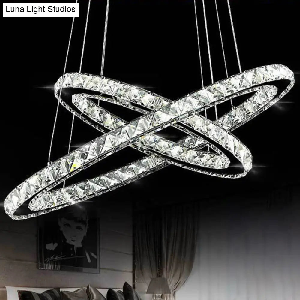 Contemporary LED Crystal Block Chandelier Pendant Light for Bedroom