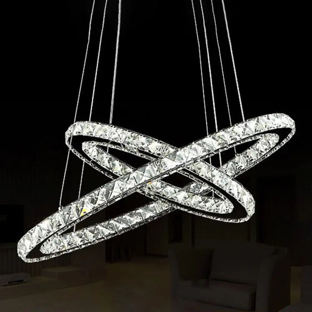 Contemporary LED Crystal Block Chandelier Pendant Light for Bedroom