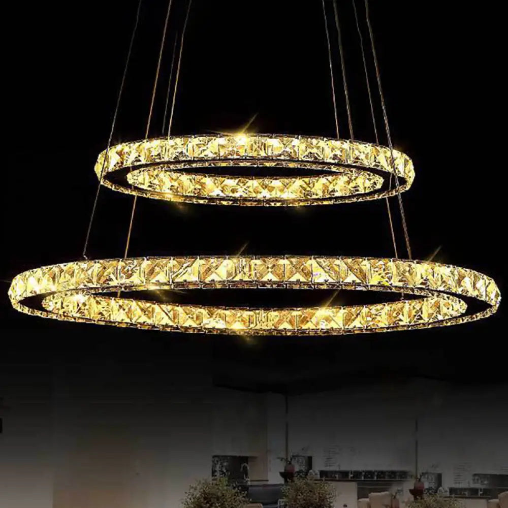 Contemporary LED Crystal Block Chandelier Pendant Light for Bedroom