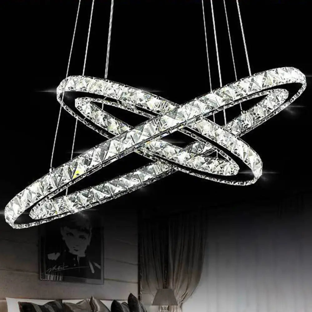 Contemporary LED Crystal Block Chandelier Pendant Light for Bedroom