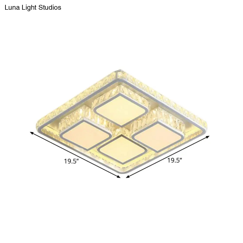 DecorBites™ DecorBites™ Contemporary LED Crystal Ceiling Light in White, Warm/White Illumination - Flush Mount Fixture