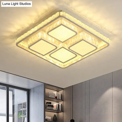 DecorBites™ DecorBites™ Contemporary LED Crystal Ceiling Light in White, Warm/White Illumination - Flush Mount Fixture