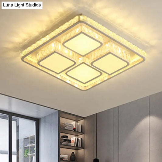 DecorBites™ DecorBites™ Contemporary LED Crystal Ceiling Light in White, Warm/White Illumination - Flush Mount Fixture