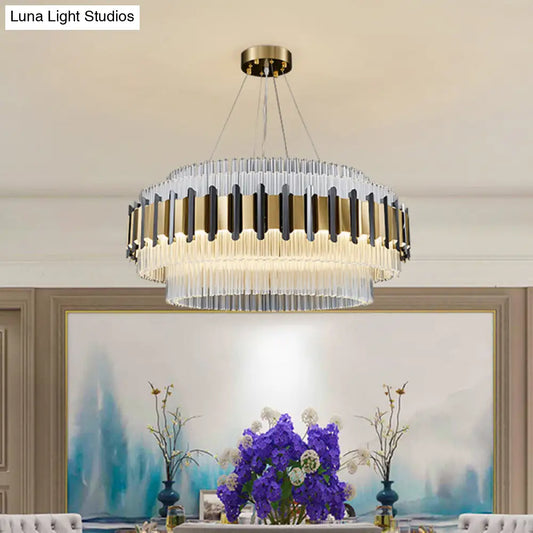 Contemporary LED Crystal Chandelier - Clear Tubes, Ceiling Light Fixture for Parlor