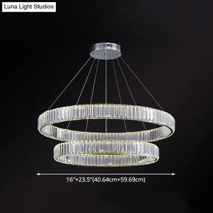 Contemporary LED Crystal Chandelier Pendant Light for Living Room