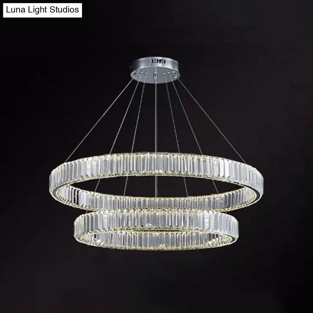 Contemporary LED Crystal Chandelier Pendant Light for Living Room