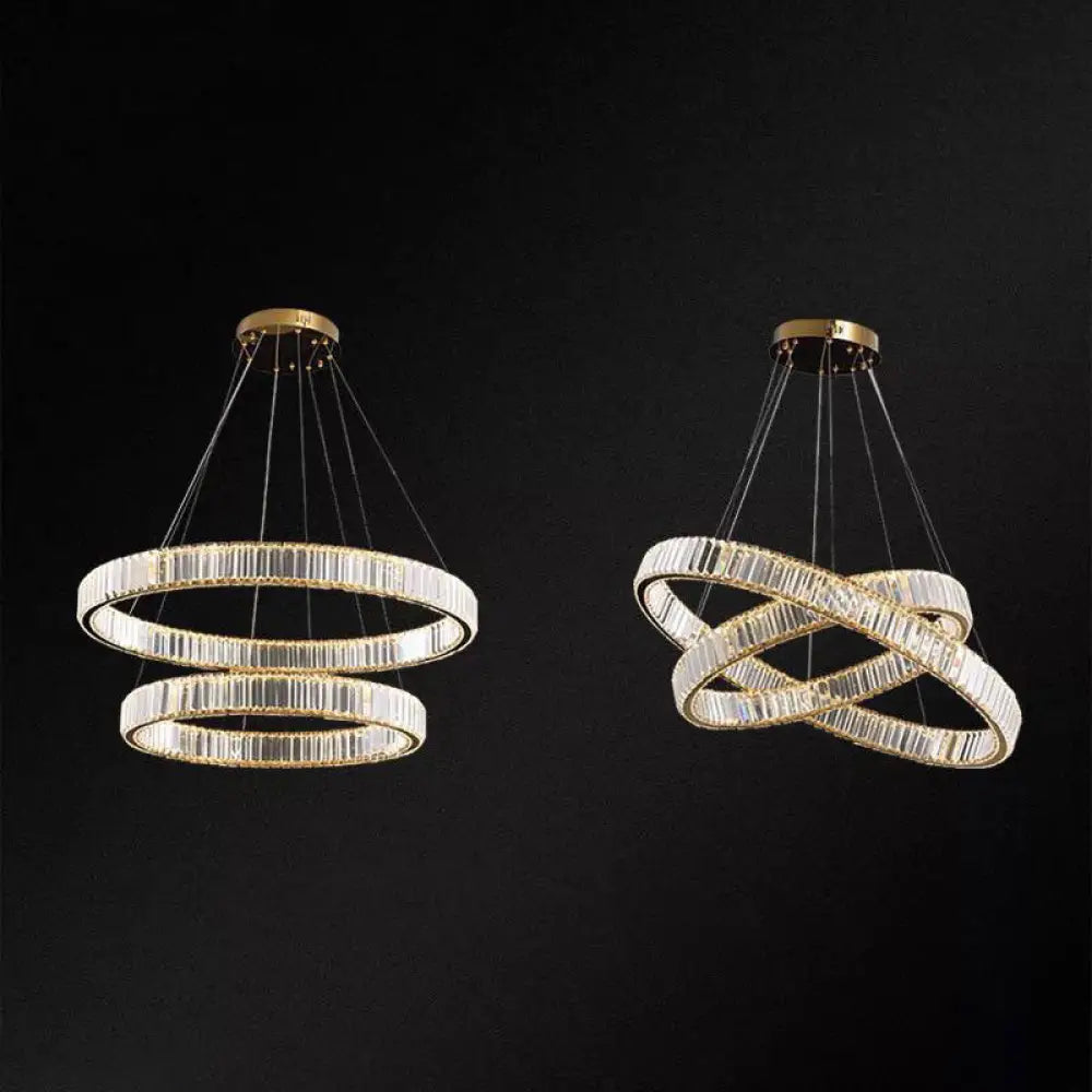 Contemporary LED Crystal Chandelier Pendant Light for Living Room