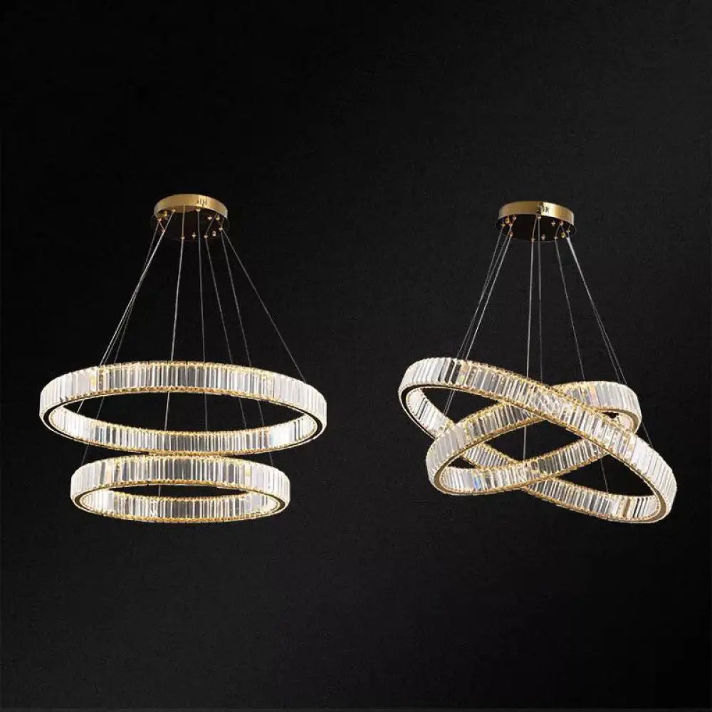 Contemporary LED Crystal Chandelier Pendant Light for Living Room